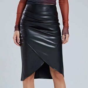 Micas Faux Leather Black Skirt